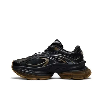 Anta Cushioning, Slip Resistant, And Abrasion Resistant Low Top Chunky Sneakers Women's Black Gold