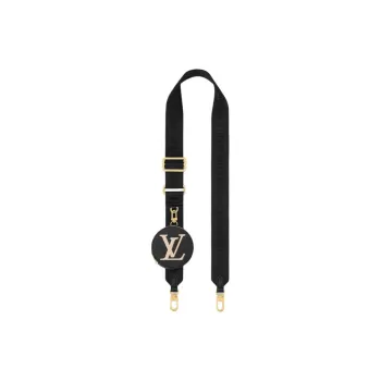 LOUIS VUITTON Nylon With Grain Cow Leather Bag Strap Women's Black