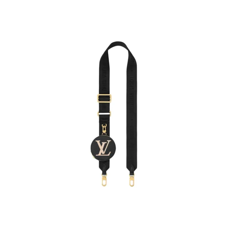 LOUIS VUITTON Nylon With Grain Cow Leather Bag Strap Women's Black-0