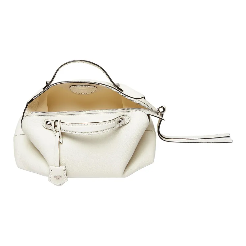 FENDI By The Way Series Calfskin One Shoulder Handbags Large Size Women's White-4