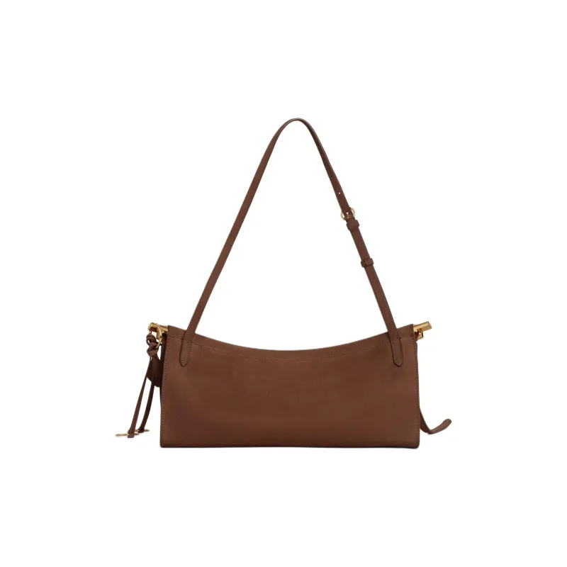 Alaia Cow Leather Crossbody Bag, Shoulder Bag Medium Size Women's Brown-2