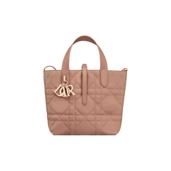 DIOR Toujours Calfskin Tote Bag Shopping Bag Shoulder Bag Crossbody Bag Handbag Small Size Women's Brown