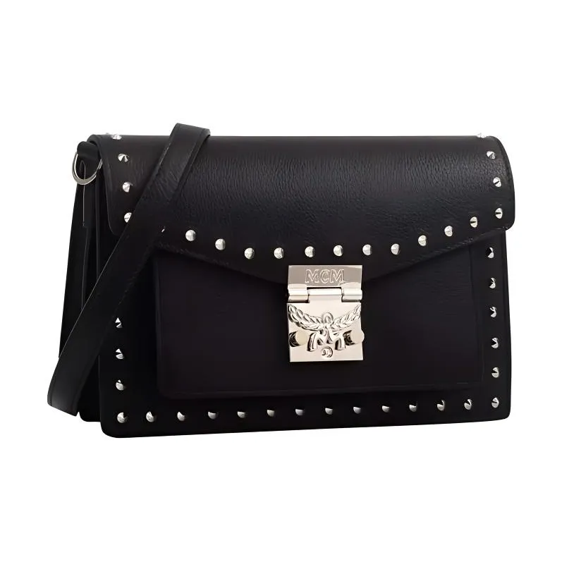 MCM Patricia Visetos Cow Leather Handbag Shoulder Bag Crossbody Bag Regular Women's Black-1