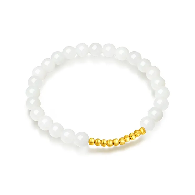 CHOW TAI SENG Agate Advanced Textured Beaded Bracelet Elegant Accessories Men's-5