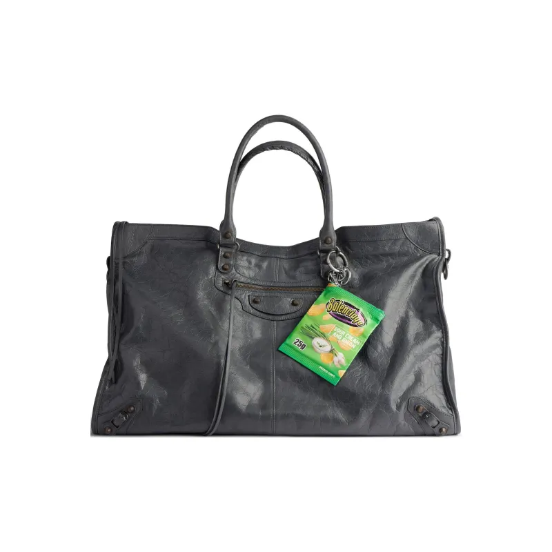 Balenciaga Lambskin One Shoulder Crossbody Handbag, Travel Bag Men's Volcanic Rock-2