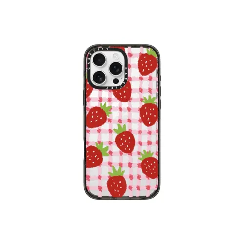 CASETIFY PC+TPU Material Skylar Kim Textured Strawberry Phone Cases Compatible With IPhone 15/16 Collection