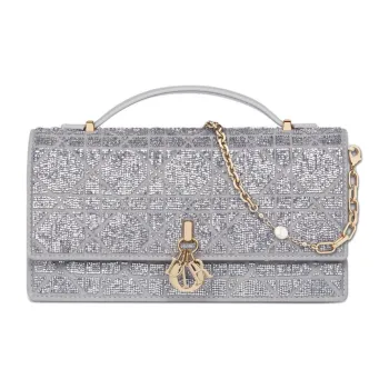 DIOR My Dior Cotton Shoulder Bag, Crossbody Bag, Handbag Mini Women's Silver