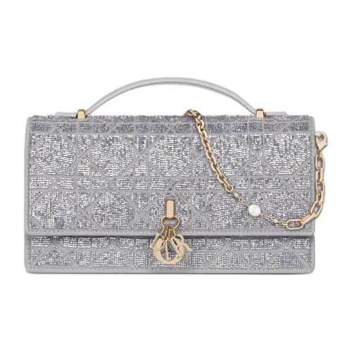 DIOR My Dior Cotton Shoulder Bag, Crossbody Bag, Handbag Mini Women's Silver