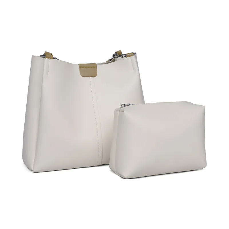 COMELY Cow Leather Tote Bag Shopping Bag Handbag Shoulder Bag Regular Women's White & Green-4