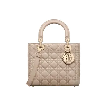 DIOR Lady Dior Sheepskin Tote Bag, Shopping Bag, Shoulder Bag, Handbag Medium Size Women's Khaki