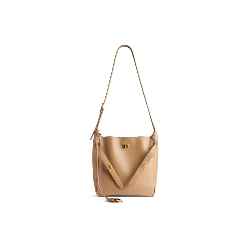 Balenciaga Bel Air Calfskin Shoulder Bag Small Size Women's Brown-0