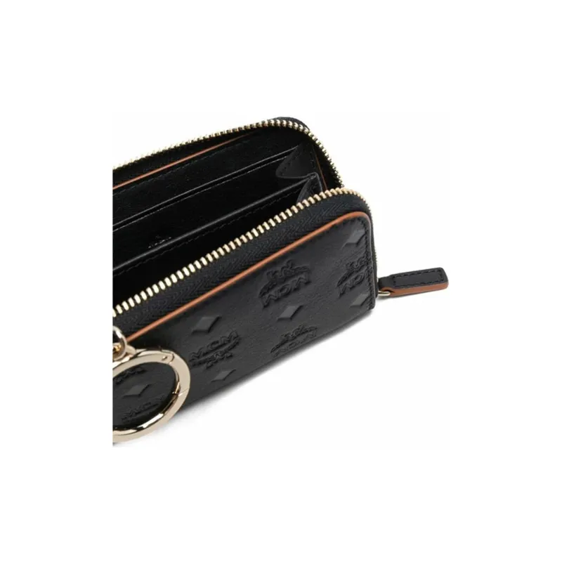 MCM Cow Leather Wallet Mini Unisex Black-2