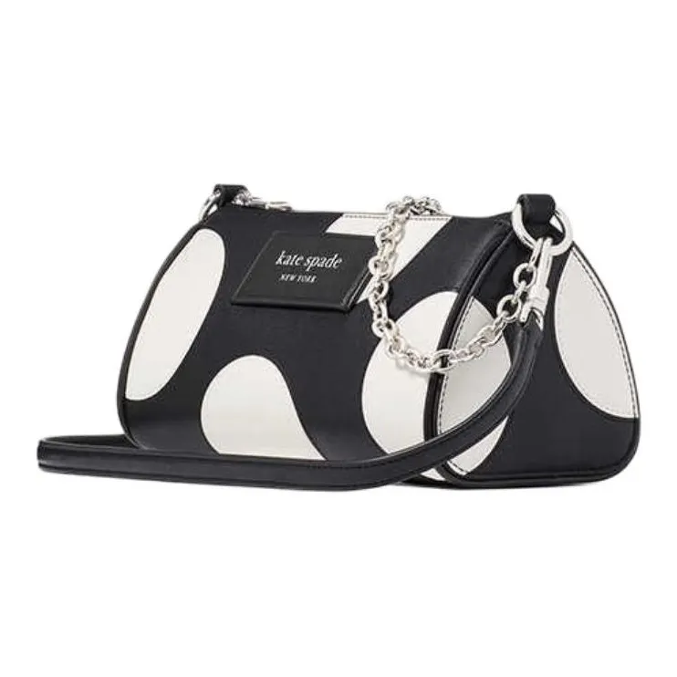 Kate Spade Cow Leather Baguette Bag Crossbody Bag, Shoulder Bag Small Size Women's Black & Multicolor-1