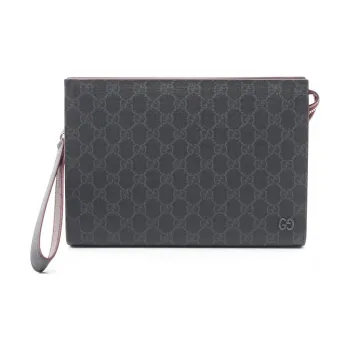 GUCCI Canvas Clutch Men's Black & Red