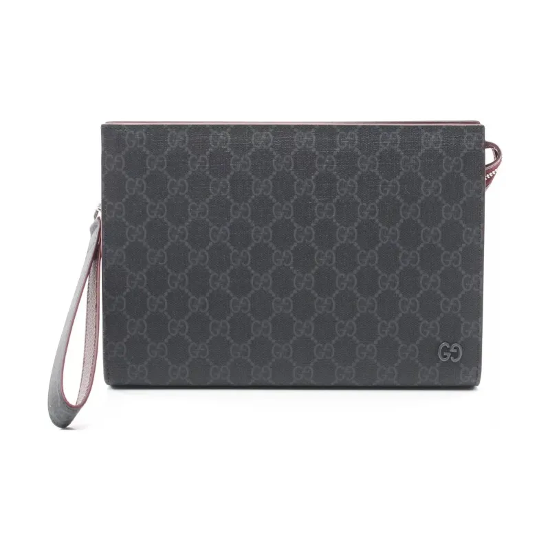 GUCCI Canvas Clutch Men's Black & Red-0