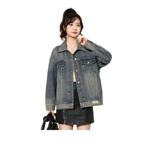 Tonlion Denim Jacket Women's Vintage Blue