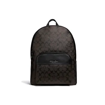 COACH Houston Canvas With Leather Backpack Large Size Men's Dark Brown