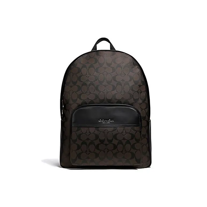 COACH Houston Canvas With Leather Backpack Large Size Men's Dark Brown-0