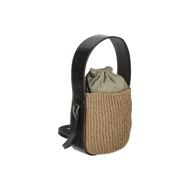 Chloe Woody Paper Bucket Bags One Shoulder Handbags Women's Light Umber-2