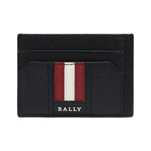 BALLY Textured Cow Leather Card Holder Ticket Holder Card Case Men's Black