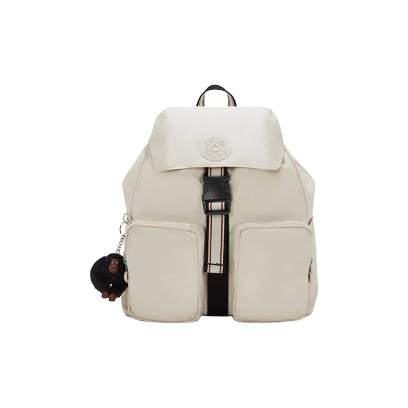 Kipling Fabric Backpack Medium Size Unisex Sandy Beige-0