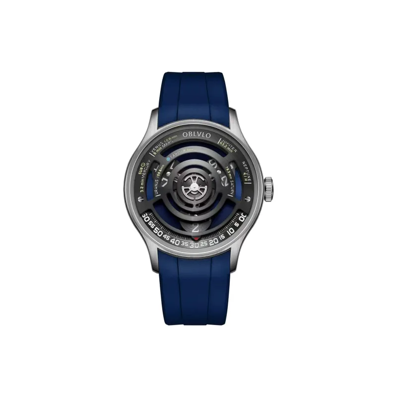 OBLVLO Solar Collection Automatic Mechanical Movement Rubber Strap Men's Watches Black Dial-5