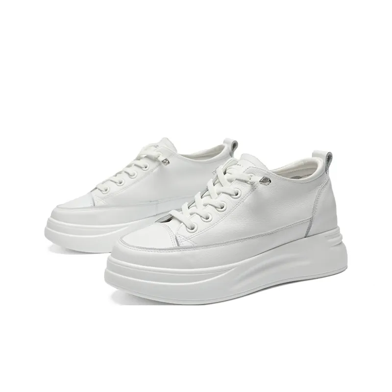 ZHR Youth White Sneakers Wear resistant And Lightweight Low Top Skateboard Shoes Women's-1