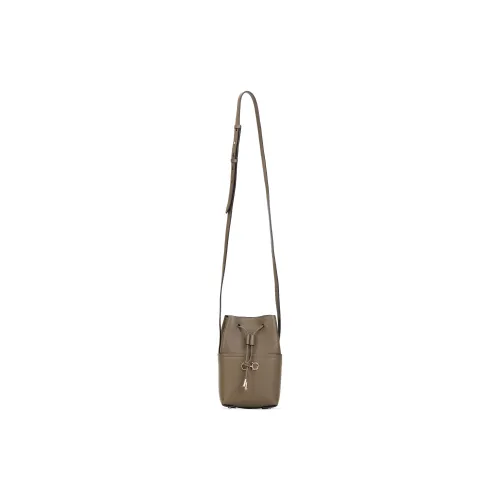 FERRAGAMO GANCINI Cow Leather Bucket Bag, Shoulder Bag, Crossbody Bag Mini Women's Olive Green