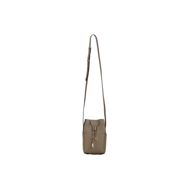 FERRAGAMO GANCINI Cow Leather Bucket Bag, Shoulder Bag, Crossbody Bag Mini Women's Olive Green-0