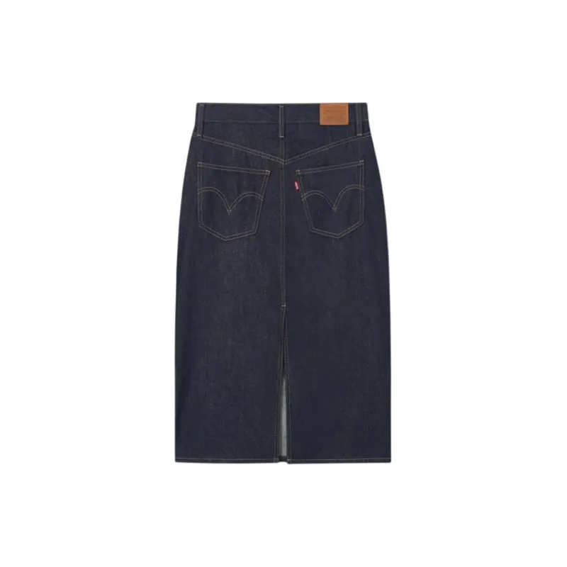 Levi's Denim Long Skirt Women's Denim Blue-1