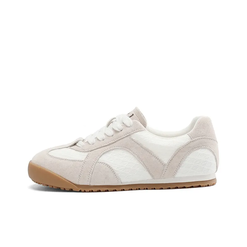 JOSINY Spring Lightweight Versatile Fashion Sports Flat Shoes Vintage White Sneakers Casual Shoes Women's Ecru-1