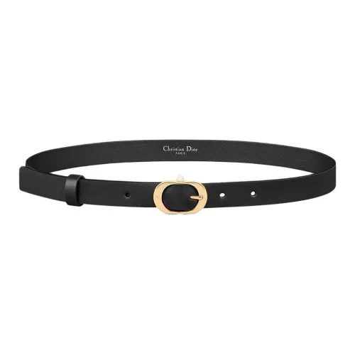 DIOR Resin Leather Belts Women's Black Width  2CM