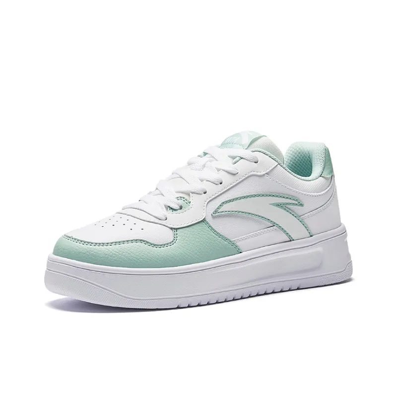 Anta Anti-Slip And Wear-Resistant Coverage Low-Top Skateboard Shoes Women's White Green-1