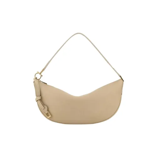 FERRAGAMO Leather Shoulder Bag Medium Size Women's Beige