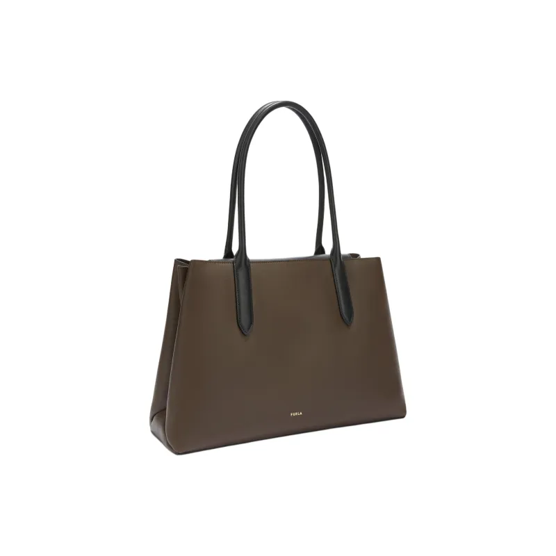 Furla Double Layer Calfskin Tote Bag, Shopping Bag, Shoulder Bag Large Size Women's Brown-1