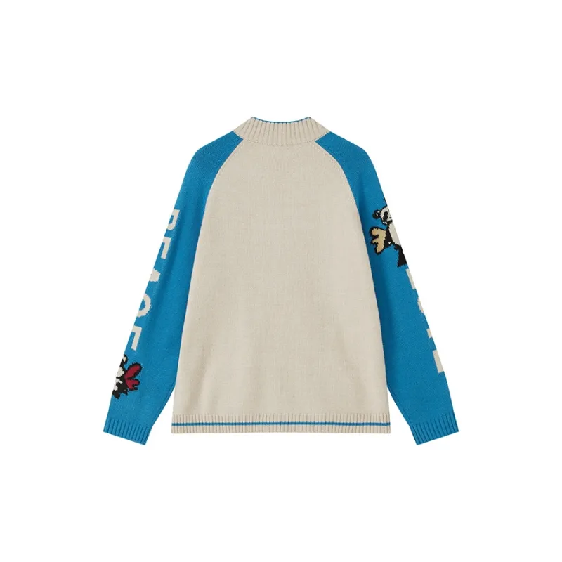 WULISHAONIAN Sweater Unisex Blue Beige-1