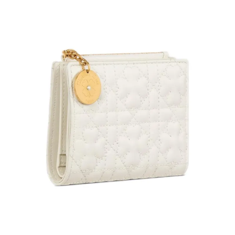 DIOR Lambskin Wallet Women's White-1