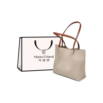 Marino Orlandi Synthetic Leather Totes Handbag Shoulder Bag Large Size Women's Black/Khaki
