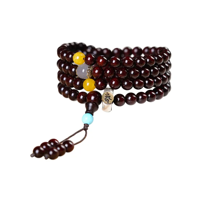 FANGYUANXIAOFU Small Leaf Red Sandalwood Bracelets Unisex-24