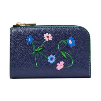 Kate Spade Cow Leather Card Holder, Wallet Women's Marine Blue Multicolor