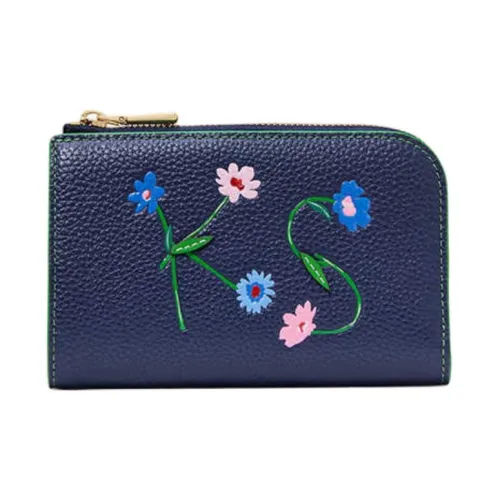 Kate Spade Cow Leather Card Holder, Wallet Women's Marine Blue Multicolor