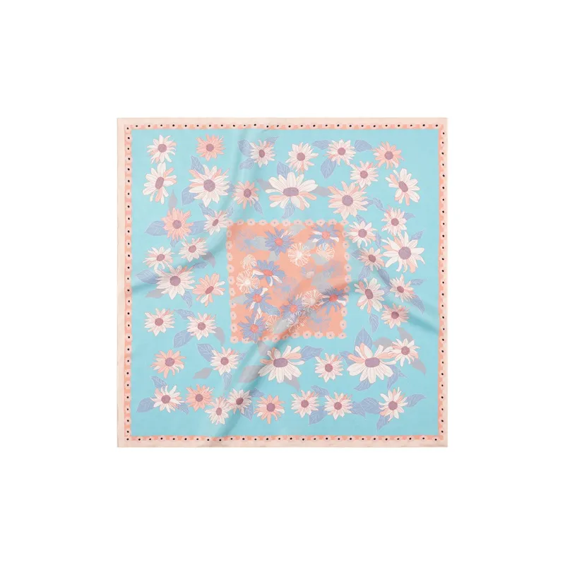 Eucalyptus Ornamentation Daisy Silk Scarf Square Scarf Women's-0