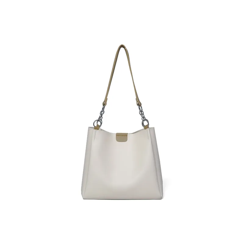 COMELY Cow Leather Tote Bag Shopping Bag Handbag Shoulder Bag Regular Women's White & Green-2