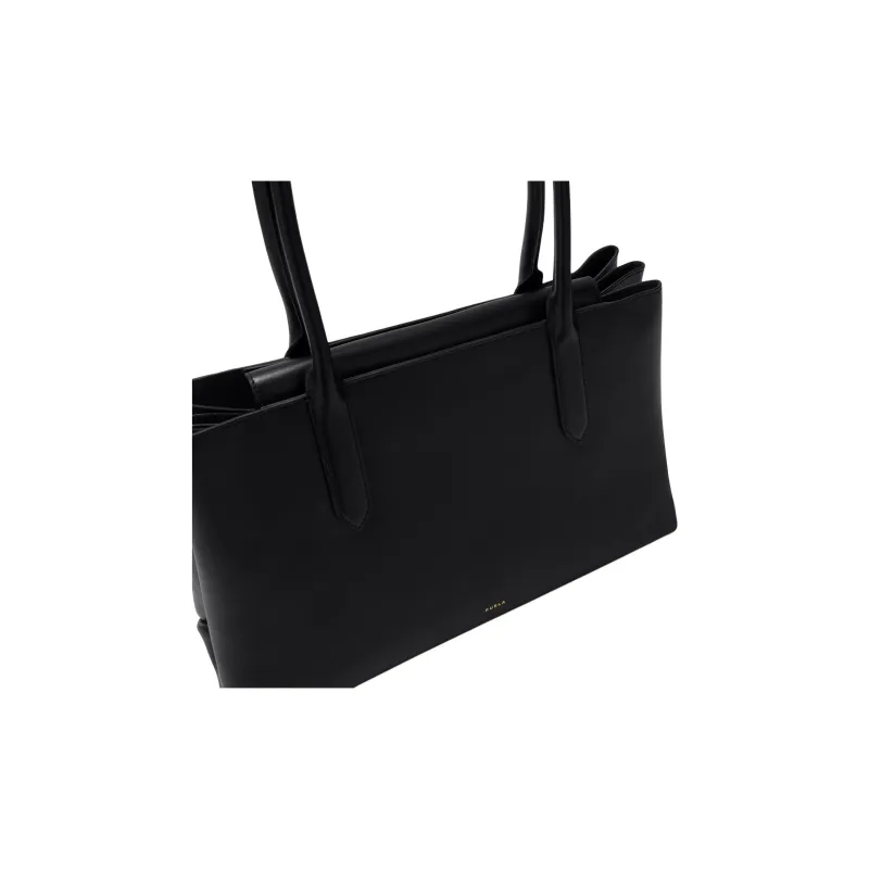 Furla Double Layer Calfskin Tote Bag, Shopping Bag, Shoulder Bag Large Size Women's Black-3