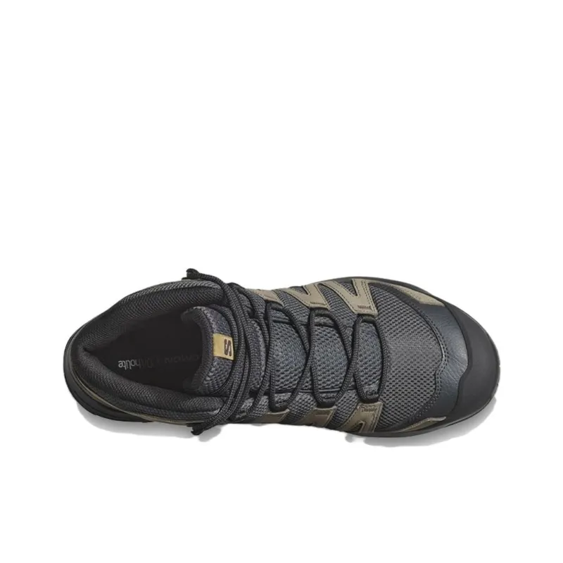 SALOMON X Adventure Slip Resistant, Abrasion Resistant, Waterproof Mid Top Hiking Shoes Men's Gray-1