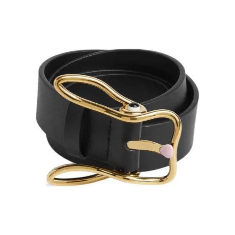 Bottega Veneta Calfskin Leather Belts Women's Black Width 3CM-0