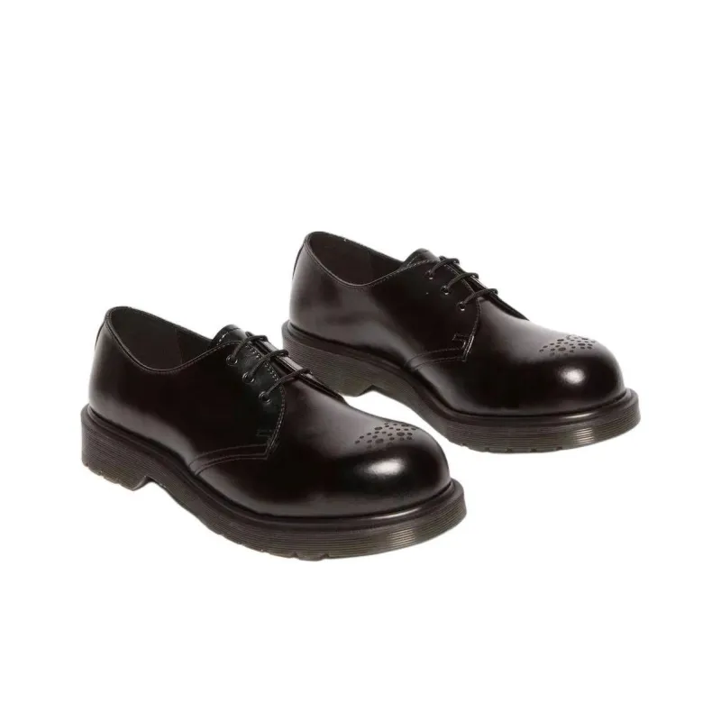Dr. Martens 1461 Analine Leather Steel Toe Shoes Black-3
