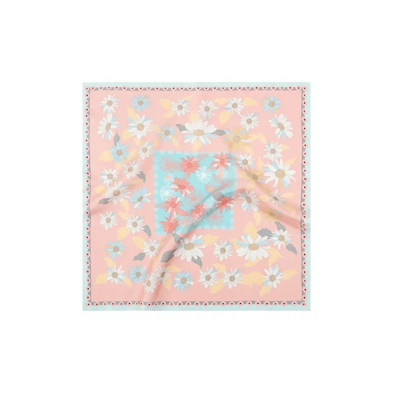 Eucalyptus Ornamentation Daisy Silk Scarf Square Scarf Women's-2