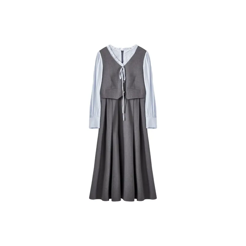 XIANGYING Long-Sleeved Dresses Women's Gray-1