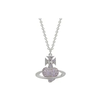 Vivienne Westwood Platinum Plated Zircon Silver Plated Brass Necklaces Unisex Silver